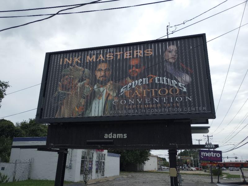 Tattoo convention trivision billboard in Virginia Beach, Virginia
