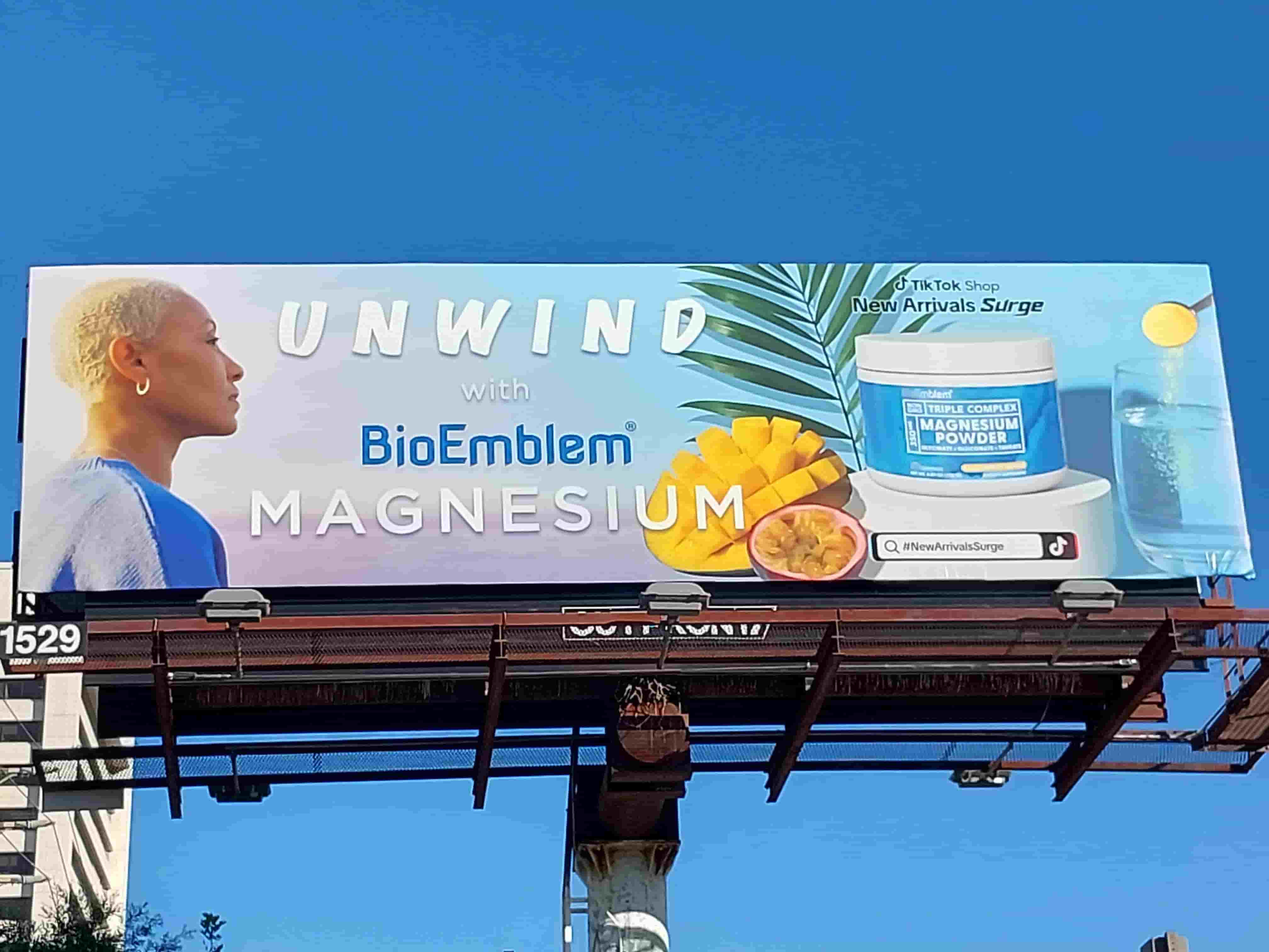 Wellness powder launch large billboard in Los Angeles, California